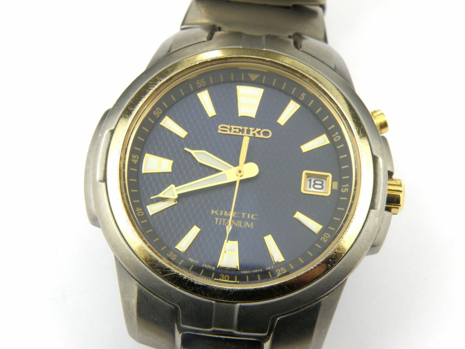 Mens Seiko Kinetic Titanium Watch 5M62-0C10 - 100m - NEW CAPACITOR | eBay