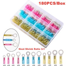180Pcs Waterproof Heat Shrink Wire Crimp Connectors AWG 22-10 Ring Terminals