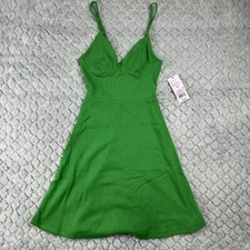 Wild Fable Green Sleeveless A-Line Dress With Adjustable Straps & V-Neckline XXS