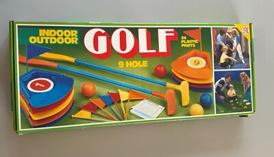 Vintage HG Kids Indoor Outdoor 9 Hole Golf Set Complete In Box