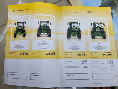 JOHN DEERE 5E,5M,5R,6Mc,6rc 6M-6R Tractor Brochure Price Lists - Afbeelding 1 van 3