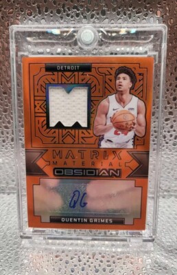 2023-24 Obsidian Quentin Grimes Orange Flood Etch Game Used Jersey Auto #20/75