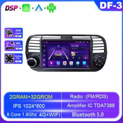 Android Car Auto Radio GPS Screen 07-15 For FIAT 500 Multimedia Video Player DSP