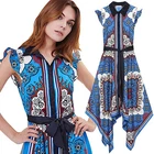 MOTIFS Women's Printed Belted Flap Sleeve Asymmetrical Long Dress 38 New