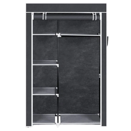 64" Portable Closet Storage Organizer Wardrobe Clothes Rack with Shelves Gray - Picture 4 of 19