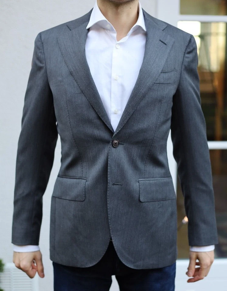 SuitSupply La Spalla - 42 (XS) slim fit - grau - feines Fischgrätmuster - NEU - Bild 2 von 4