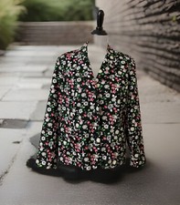 Alfred Dunner Womens Sz 12 Floral Multi-Color Button Front Blazer Collar Lined