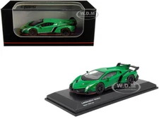 LAMBORGHINI VENENO GREEN W/RED LINE 1/64 DIECAST MODEL CAR BY KYOSHO KS07040A2
