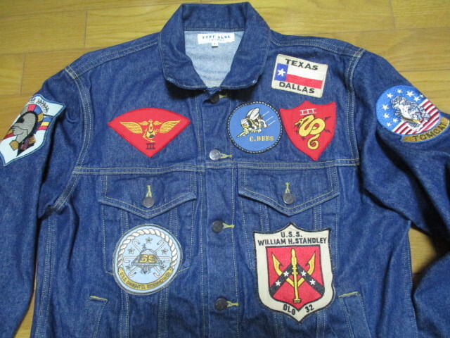 Avirex Top Gun Denim Jacket L Size Jean G Patch Full Decoblue Ueno Shokai _#123