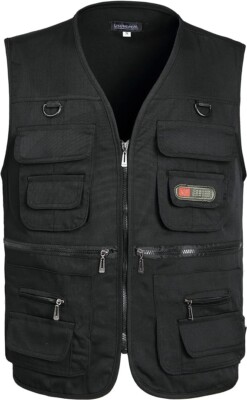Mens Cargo Multi Pocket Utility Vest Fishing Hiking Camping Gilet Waistcoat Tops