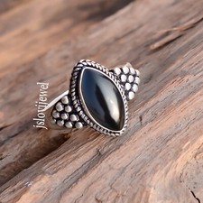 Black Onyx Natural Gemstone 925 Sterling Silver Best Work Ring Sparkling Jewelry