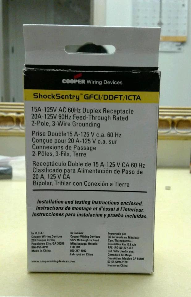 Salida Cooper Ivory resistente a manipulaciones GFCI GFI 5-15R 15A TRVGF15V-M Foto 4 de 4