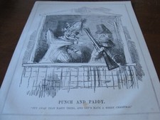1847 Original POLITICAL CARTOON - PUNCH JUDY Puppet IRISH IRELAND Gun CHRISTMAS