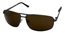 Timberland Gunmetal Mens Metal Rectangle Aviator Sunglass, Brown Lens TB7208. 8E