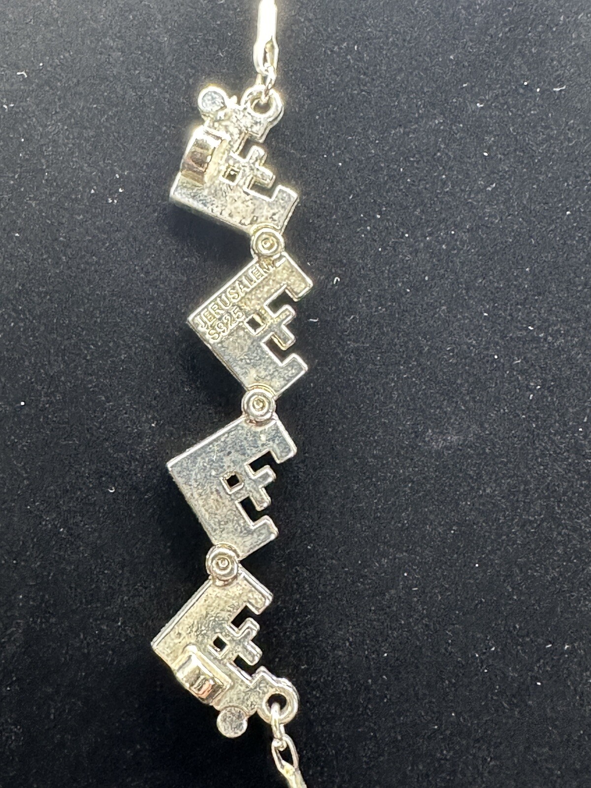 Signed Jerusalem 925 Silver Adjustable Necklace - image 4