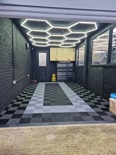 MODULAR Vented Garage Floor Tiles Detailing bay Hex lights
