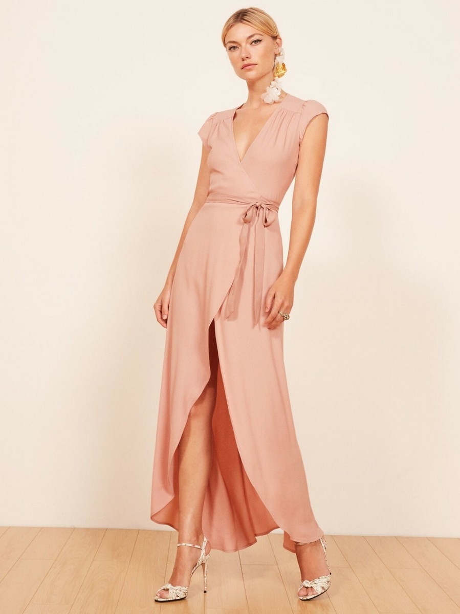 Ball Gown Printed Dress Reformation Haven Dress REFORMATION Blush