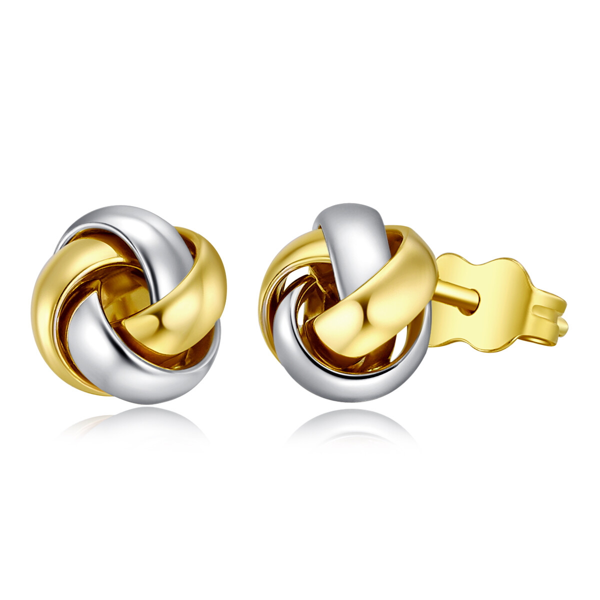 Wellingsale 14k Two Tone Gold Knot Earrings