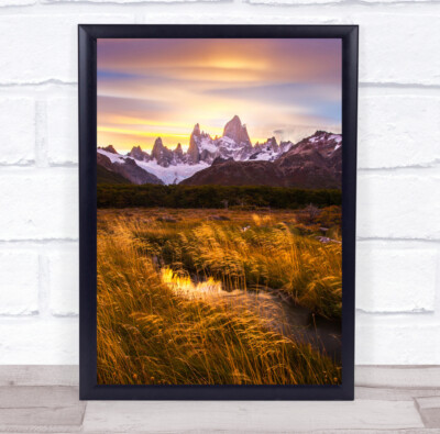 Argentinien Sonnenuntergang Fitz Roy Berg El Chalten Los Glaciares Wandkunstdruck