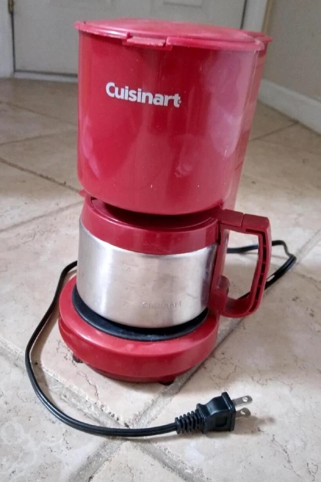 Cafetera Cuisinart roja de 4 tazas de acero inoxidable ¡Funciona BONITA! Foto 3 de 3