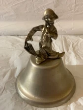 Vintage Brass Bell Dancing Clown Handled Table Bell Figure