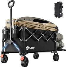 500L Beach Wagon Carts with Extended Tailgate Collapsible Foldable Folding Cart