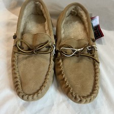 FIRESIDE Beige Leather Slippers Slip-On Shoes Size 10 New With Tags