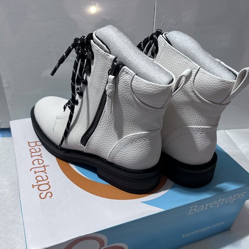 BareTraps AmySue Women's Leather Lace Up Ankle Boots cream/white Size 5W - Picture 4 of 5