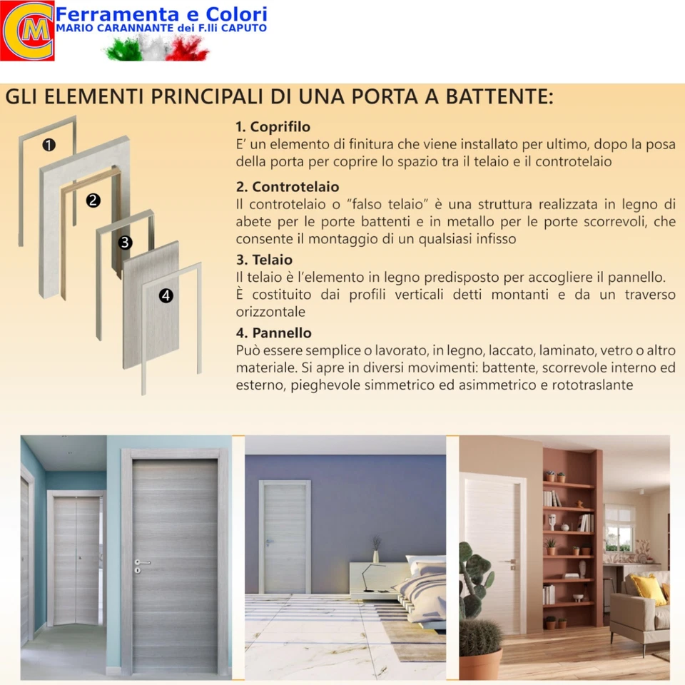 Porta Battente Reversibile Legno Liscia Cieca MICROTEC Porte Per Interni Casa - Immagine 4 di 4