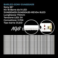 KIT 18 BARRE STRIP LED TV SONY  SVA650A30-REV04-9LED, KD65X8500C , T650QVF062