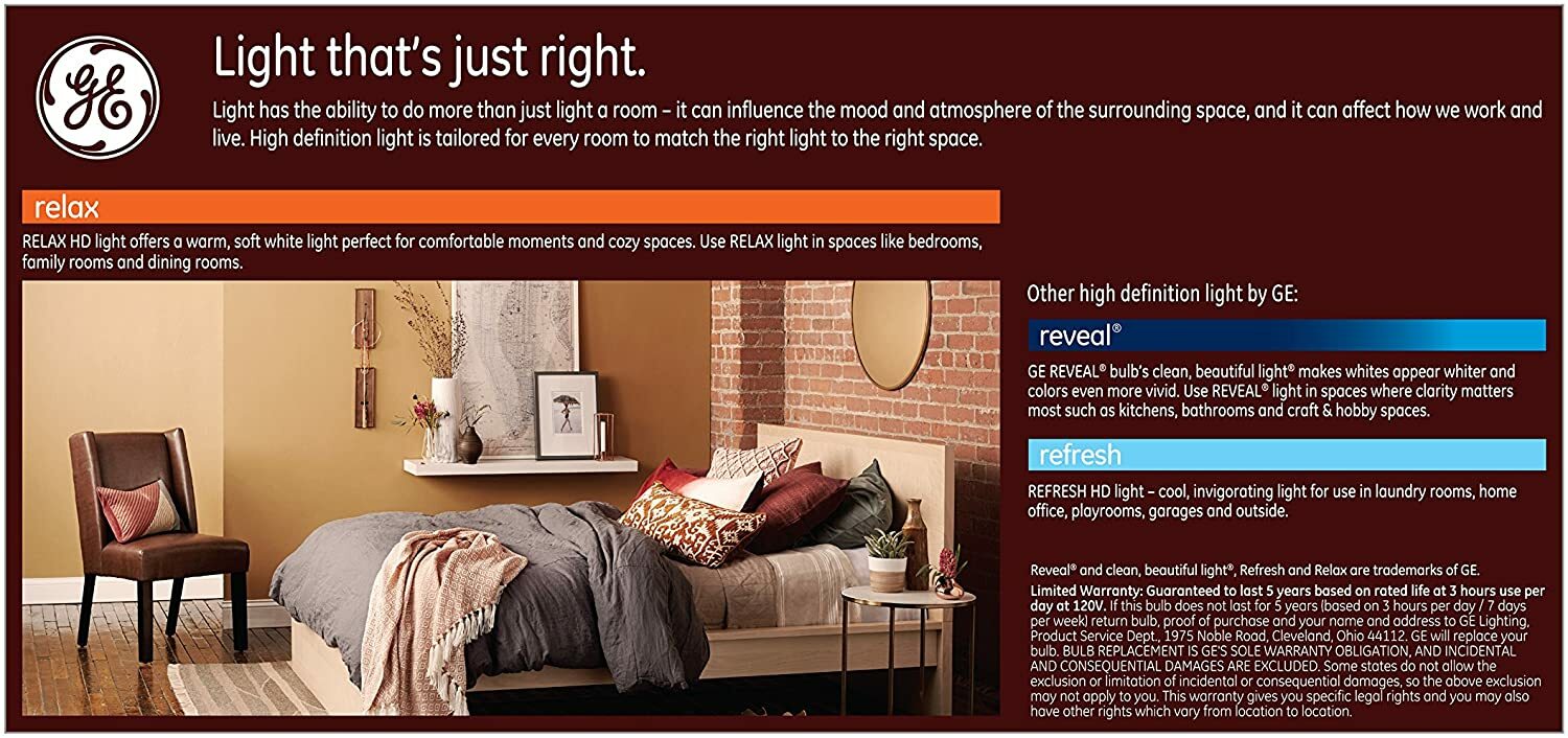 GE Relax HD LED Light 65W 700 lumens BR30 Soft White dimmable 4-bulbs pack