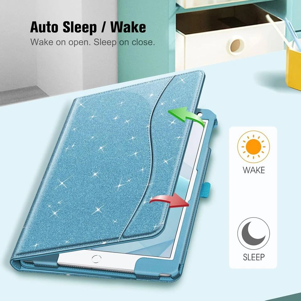 Funda para iPad 9ª/8ª/7ª Generación 2021/2020/2019 10,2 Pulgadas Soporte Cubierta con Bolsillo Foto 3 de 4