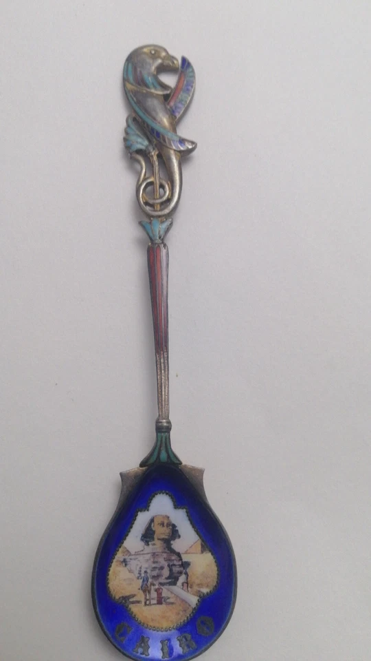 Prata egípcia antiga☆ Colheres de esmalte Handmad cloisonne & champleve☆ - Imagem 3 de 4