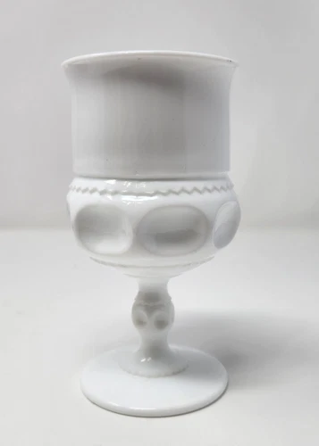 Vintage Milk Glass Thumbprint Pedastool Goblet
