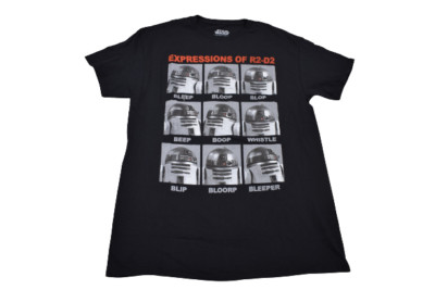 Star Wars Mens Expression of RD-D2 Black Tee Shirt New M