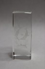 Laser Etched Glass Crystal Cube Paperweight 3D Dolphins Circling Seaweed Clear — photo 6