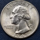 1945 D Washington Quarter 25c Silver BU UNC GEM Brilliant Uncirculated #97166