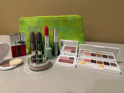 Women s Lot Of Clinique Travel Size Beauty Care And Cosmetic Bag New 12pc