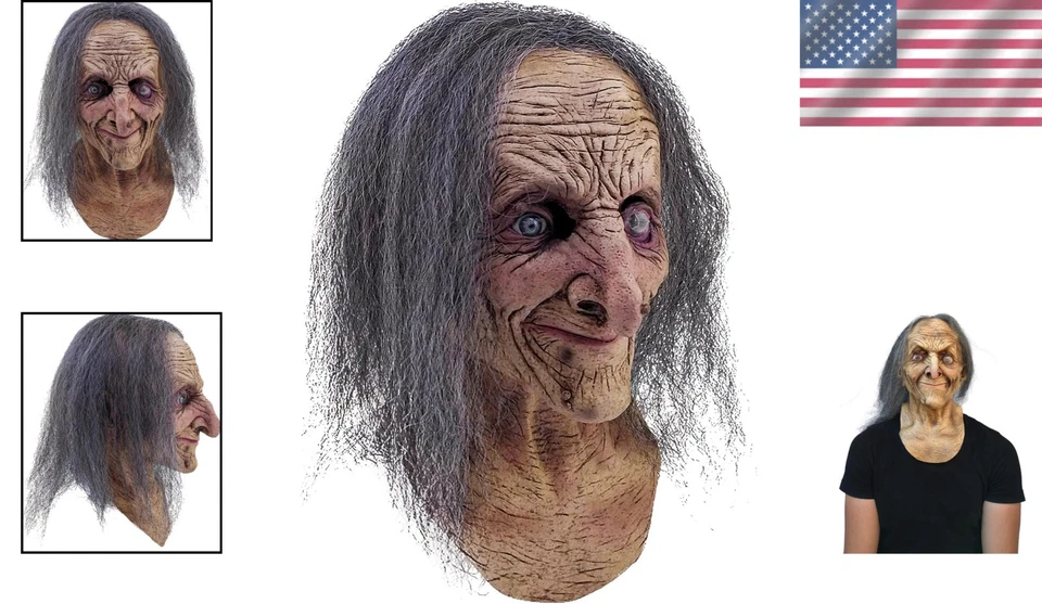 Máscara de bruja Hagatha - Gris - Beige - Accesorio de disfraz Foto 2 de 4