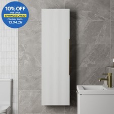 1200 x 350mm Fluted Wall Mounted Tall Bathroom Cabinet Storage Cupboard White
