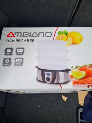 AMBIANO  Dampfgarer,3 Aufsätze,Edelstahl,Timer,Digital,1000 Watt,NEU+OVP