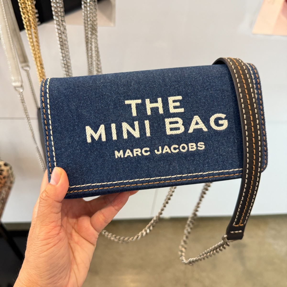 Best Price‼️Marc Jacobs The Denim Chain Mini Bag Dark Wash | eBay