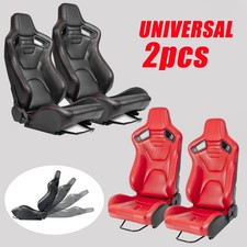 2pcs Racing Seats Lr Car Reclinable Pvc Leather Sports Seat Wislider-redblack