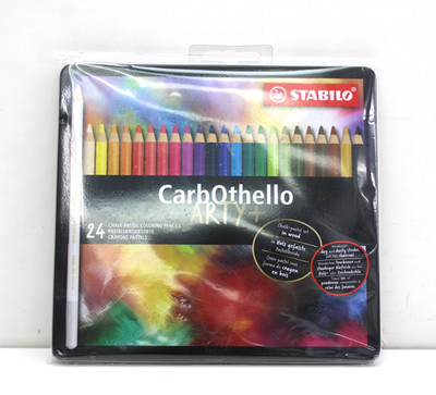 STABILO Chalk Pastel Pencil Carb Othello, ARTY+ Tin of 24 Assorted Colors. New