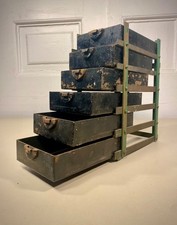 Vintage Industrial Scratch Built Engineers Desktop Small Parts Storage Drawers.