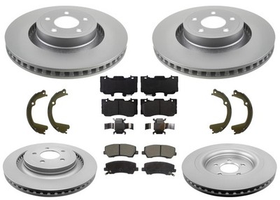 F&R Coated Disc Brake Rotors & Pads For Ford Mustang GT 4 Piston 352MM 22-23