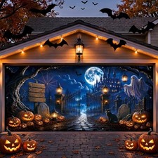 Halloween Garage Door Cover 7x16 Ft - Halloween Decorations Ghost