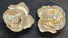 Vintage Sterling Silver Open Rose Screw back Earrings 1" — photo 2