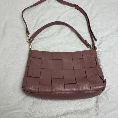 Anna Paola Brit basket weave Made In Italy  Leather Bag/purse In Lavender