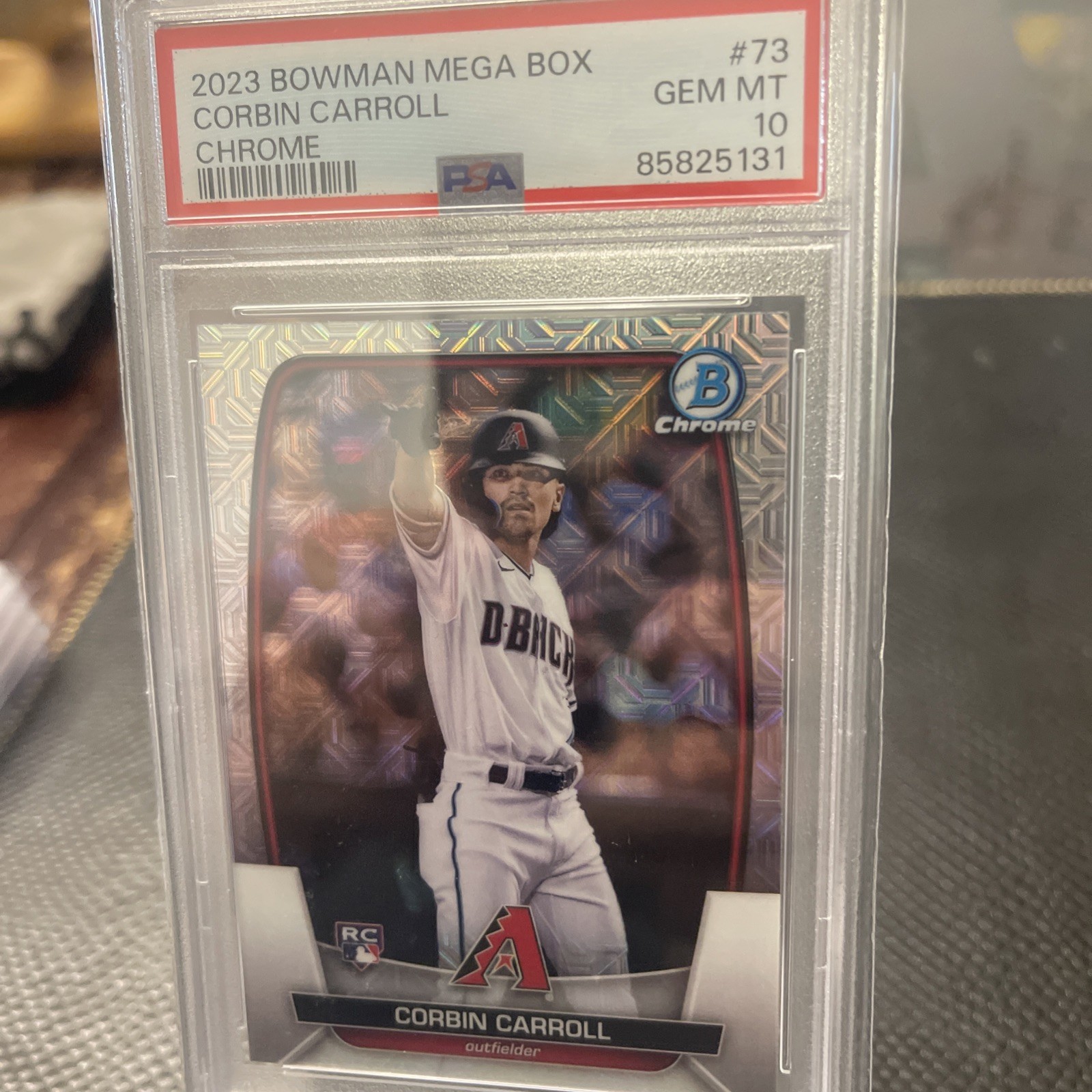 2023 Bowman Mega Box Corbin Carroll RC Mojo Refractor #73 Diamondbacks PSA 10 view 3